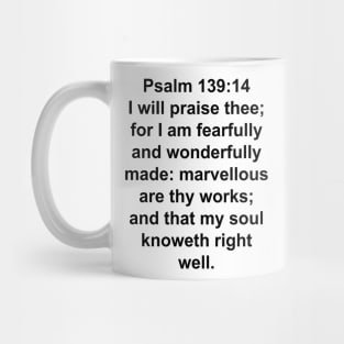 Psalm 139:14 King James Version Bible Verse Typography Mug